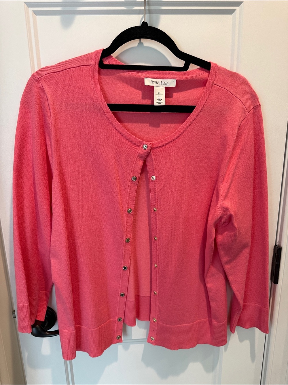 White House Black Market Pink Snap-Front Cardigan Sweater (XL)
